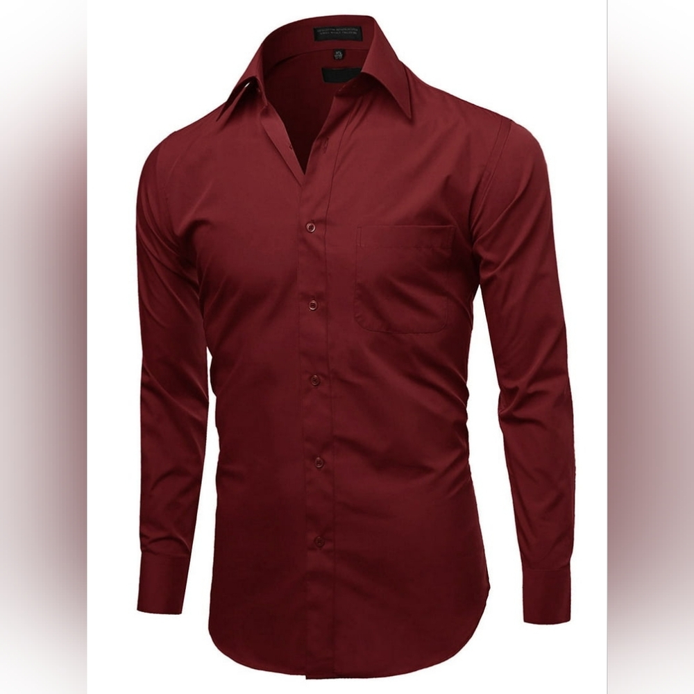 Men's Burgundy Dress Shirt